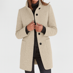 Emma Stand-Collar Button-Front Coat