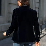 Erin Gold-Button Velvet Blazer