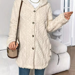 Lana Hooded Plush Textured Cardigan
