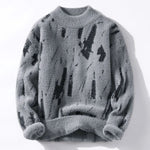 Dario Abstract Print Fuzzy Crewneck Sweater