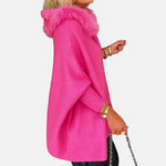 Luna Faux Fur Hood Zip-Up Cape Jacket