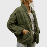 Fern Quilted Zip-Up Bomber Jacket