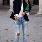 Erin Gold-Button Velvet Blazer