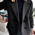 Ivy Double-Breasted Knit-Sleeve Blazer Coat