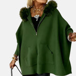 Luna Faux Fur Hood Zip-Up Cape Jacket