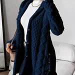 Lana Hooded Plush Textured Cardigan