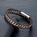 Vanguard Braided Leather Stainless Steel Bracelet