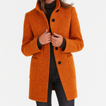 Emma Stand-Collar Button-Front Coat