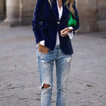 Erin Gold-Button Velvet Blazer