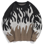 Blaze Flame-Pattern Knit Crewneck Sweater