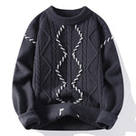 Remi Cable-Knit Contrast Stitch Crewneck Sweater