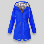 Sara Drawstring-Waist Hooded Rain Jacket