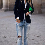 Erin Gold-Button Velvet Blazer