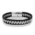 Vanguard Braided Leather Stainless Steel Bracelet