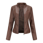 Lucy Stand-Collar Zip-Up Moto Jacket
