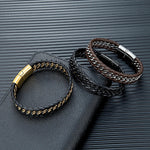 Vanguard Braided Leather Stainless Steel Bracelet