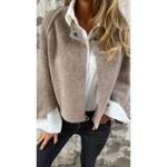 Cora Cropped Fuzzy Snap-Button Jacket