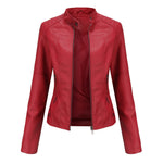 Lucy Stand-Collar Zip-Up Moto Jacket