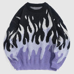 Blaze Flame-Pattern Knit Crewneck Sweater