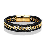 Vanguard Braided Leather Stainless Steel Bracelet