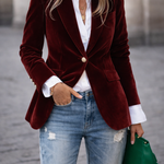 Erin Gold-Button Velvet Blazer