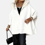 Luna Faux Fur Hood Zip-Up Cape Jacket