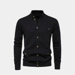 Knitted Stand Collar Cotton Cardigan - Cross & Crown