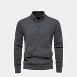 Knitted Stand Collar Cotton Cardigan - Cross & Crown
