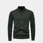 Knitted Stand Collar Cotton Cardigan - Cross & Crown