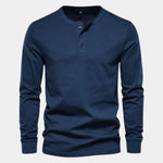 Minimalist Henley Neck Long Sleeve T-Shirt - Cross & Crown