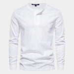 Minimalist Henley Neck Long Sleeve T-Shirt - Cross & Crown