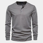 Minimalist Henley Neck Long Sleeve T-Shirt - Cross & Crown