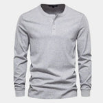 Minimalist Henley Neck Long Sleeve T-Shirt - Cross & Crown