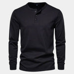 Minimalist Henley Neck Long Sleeve T-Shirt - Cross & Crown