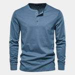 Minimalist Henley Neck Long Sleeve T-Shirt - Cross & Crown