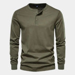Minimalist Henley Neck Long Sleeve T-Shirt - Cross & Crown
