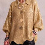 Isadora™ | Oversized Collared Cardigan With Large Metal Buttons