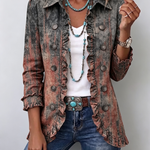 Bristow | Vintage Gradient Textured Print Ruffle Jacket