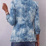 Jemison | Boho-Style Gradient Vintage Botanical Print Ruffle-Detail Jacket