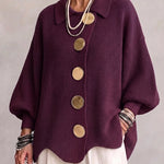 Isadora™ | Oversized Collared Cardigan With Large Metal Buttons