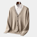 100% Merino Wool V Neck Knitwear Cardigan Sweater - Cross & Crown