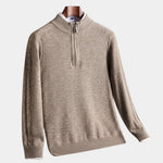Stripe Quarter Zip Wool Sweater - Cross & Crown