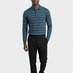 Navy Sunset Striped Polo - Cross & Crown