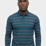 Navy Sunset Striped Polo - Cross & Crown