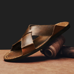 LUCA LEATHER SLIDES