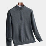 Stripe Quarter Zip Wool Sweater - Cross & Crown