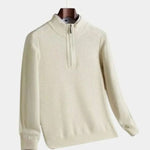 Stripe Quarter Zip Wool Sweater - Cross & Crown