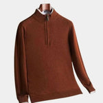 Stripe Quarter Zip Wool Sweater - Cross & Crown