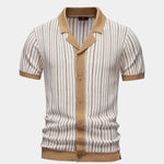 Striped Knit Polo Shirt - Cross & Crown