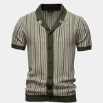 Striped Knit Polo Shirt - Cross & Crown